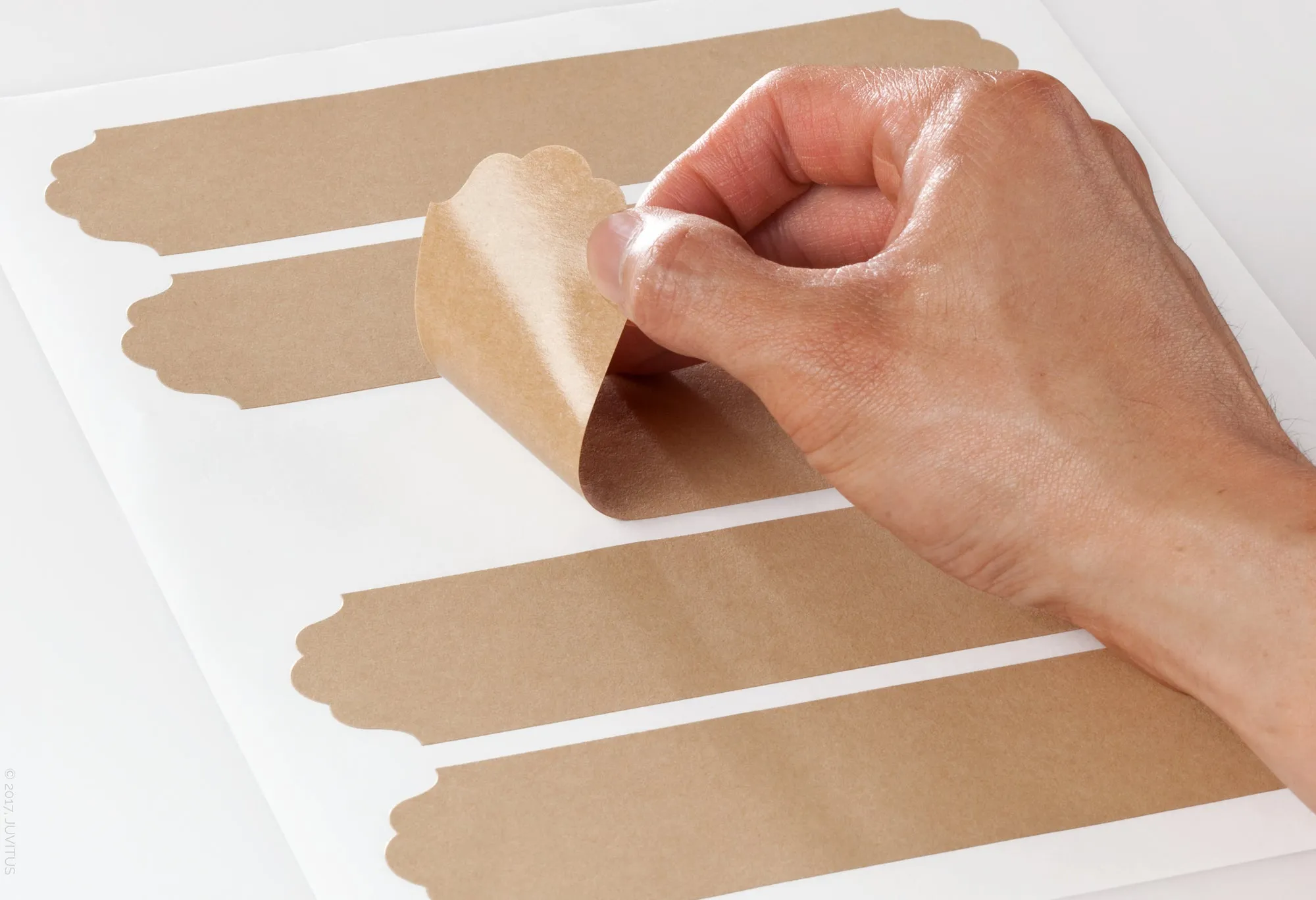 Textured Brown Kraft Decorative Wrap Around Labels, 7.5 x 1.75 Inches, for Inkjet and Laser Printers with Template and Printing Instructions, 5 Sheets, 25 Labels (DW75)