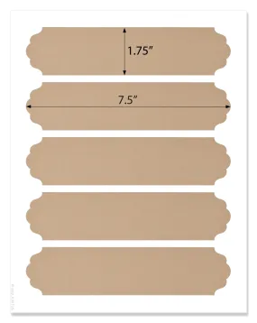 Textured Brown Kraft Decorative Wrap Around Labels, 7.5 x 1.75 Inches, for Inkjet and Laser Printers with Template and Printing Instructions, 5 Sheets, 25 Labels (DW75)