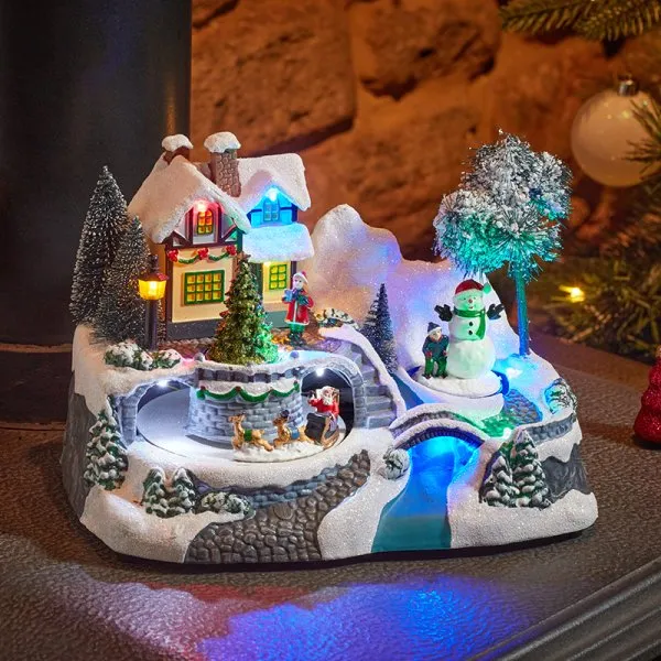 Three Kings Animated Santas SnowScene Village