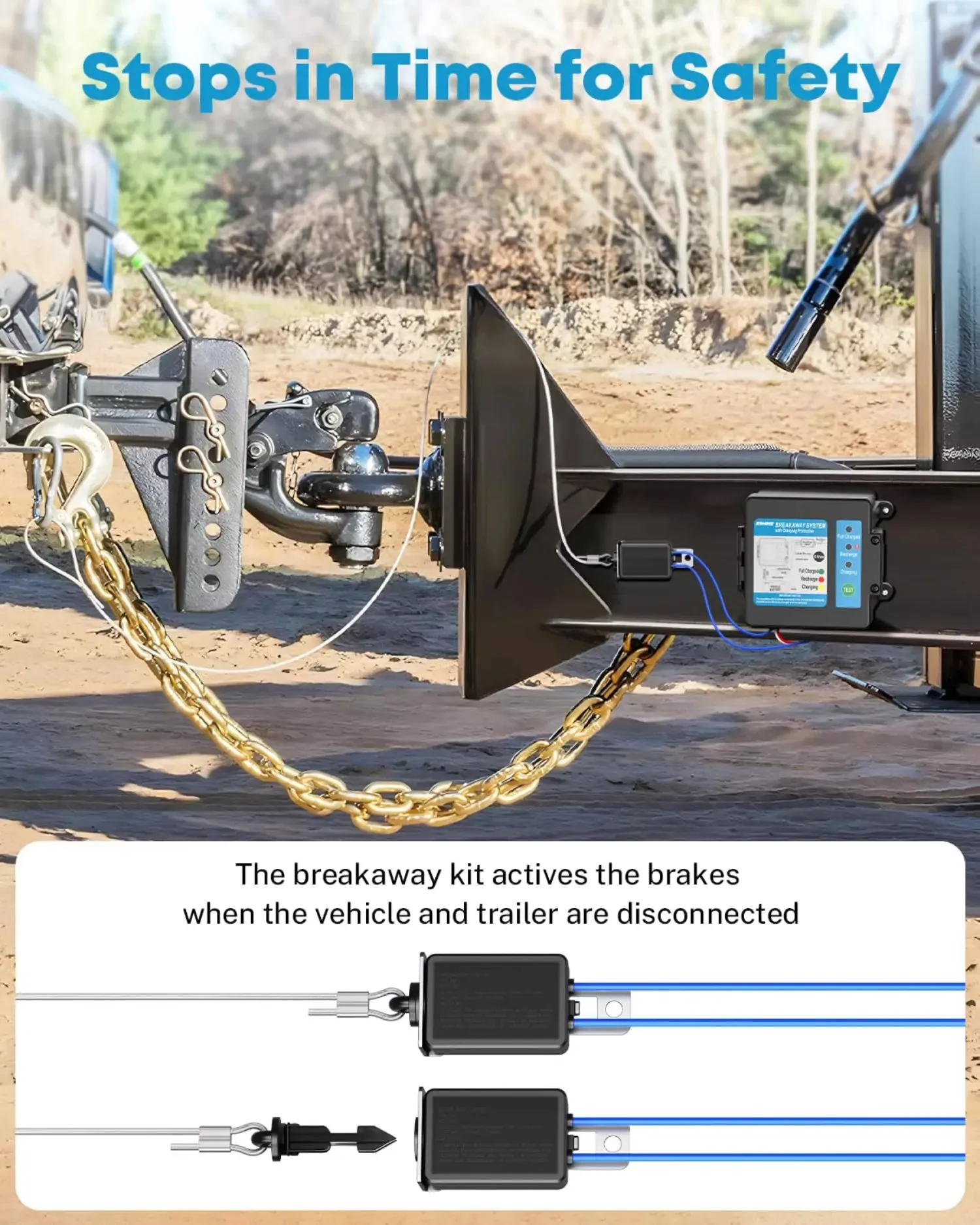 Trailer Brake Breakaway Kit With Charger