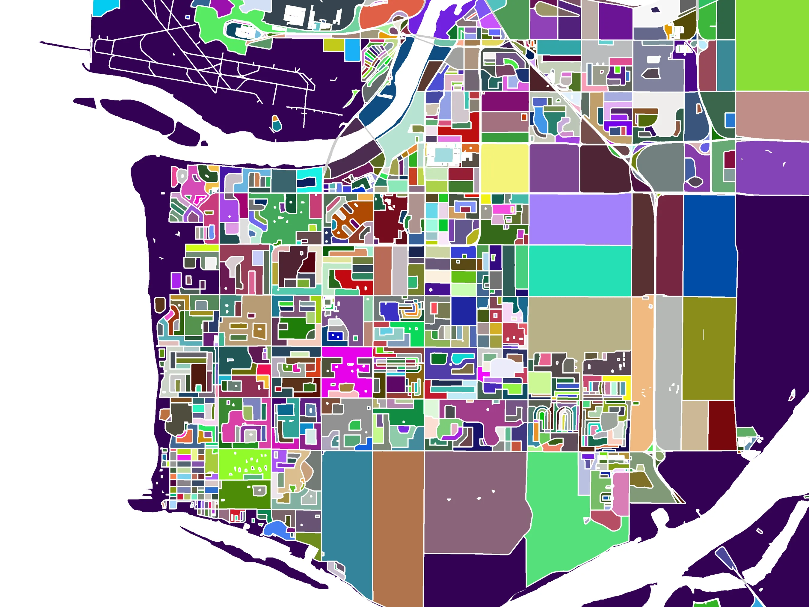 Vancouver City Street Map Print, Colourful Multi Color Geometric Poster, BC Canada
