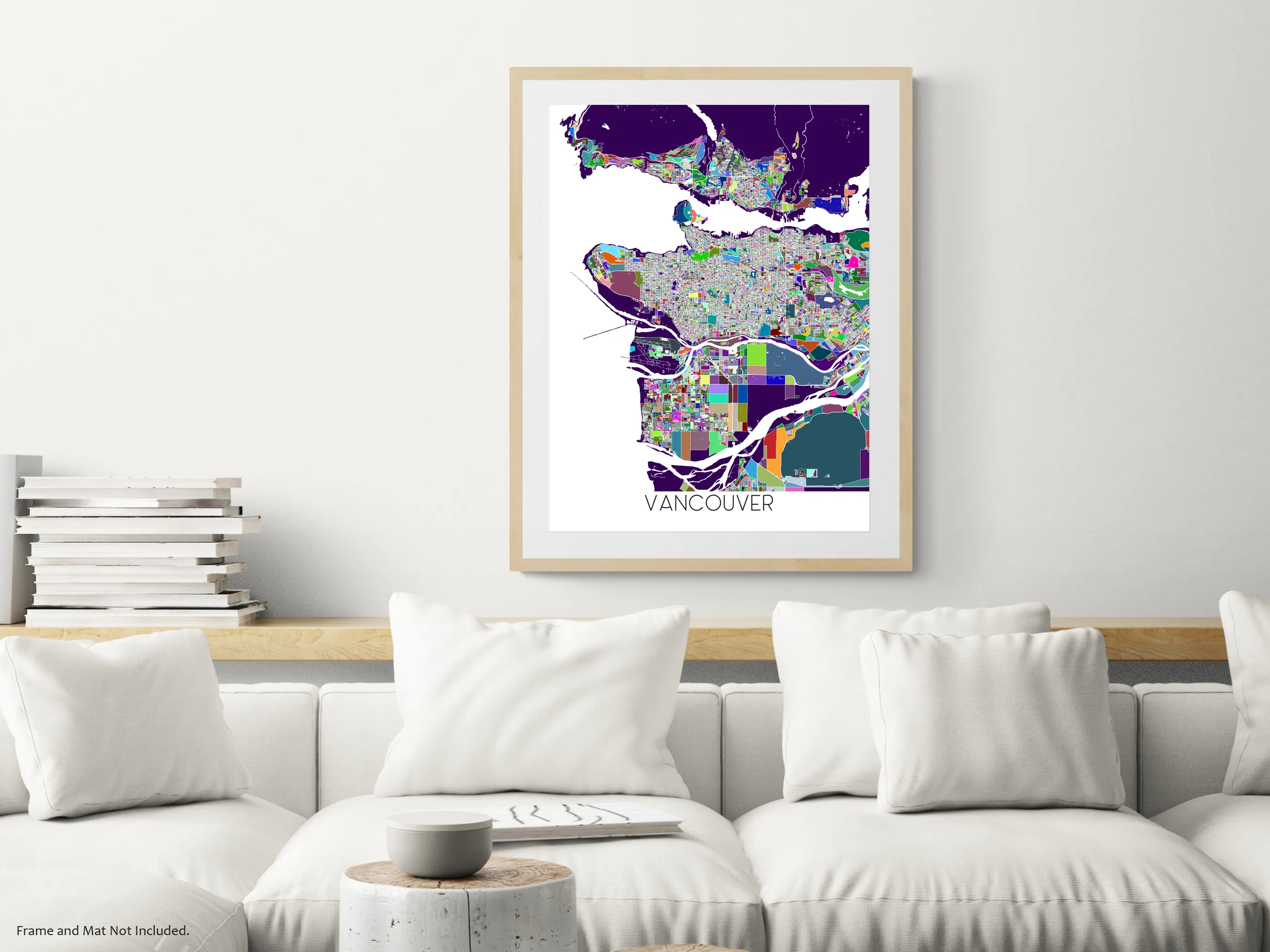 Vancouver City Street Map Print, Colourful Multi Color Geometric Poster, BC Canada