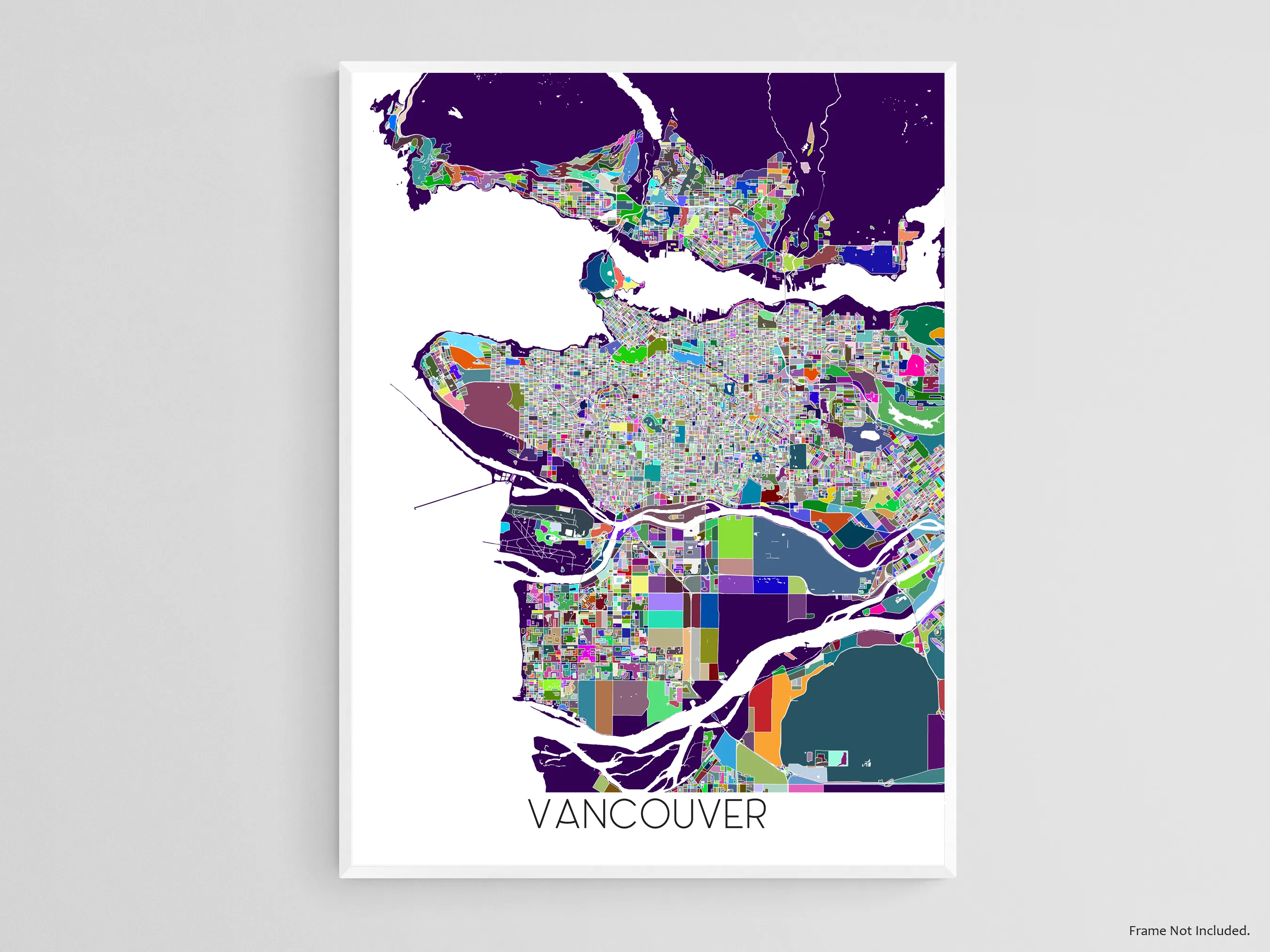 Vancouver City Street Map Print, Colourful Multi Color Geometric Poster, BC Canada