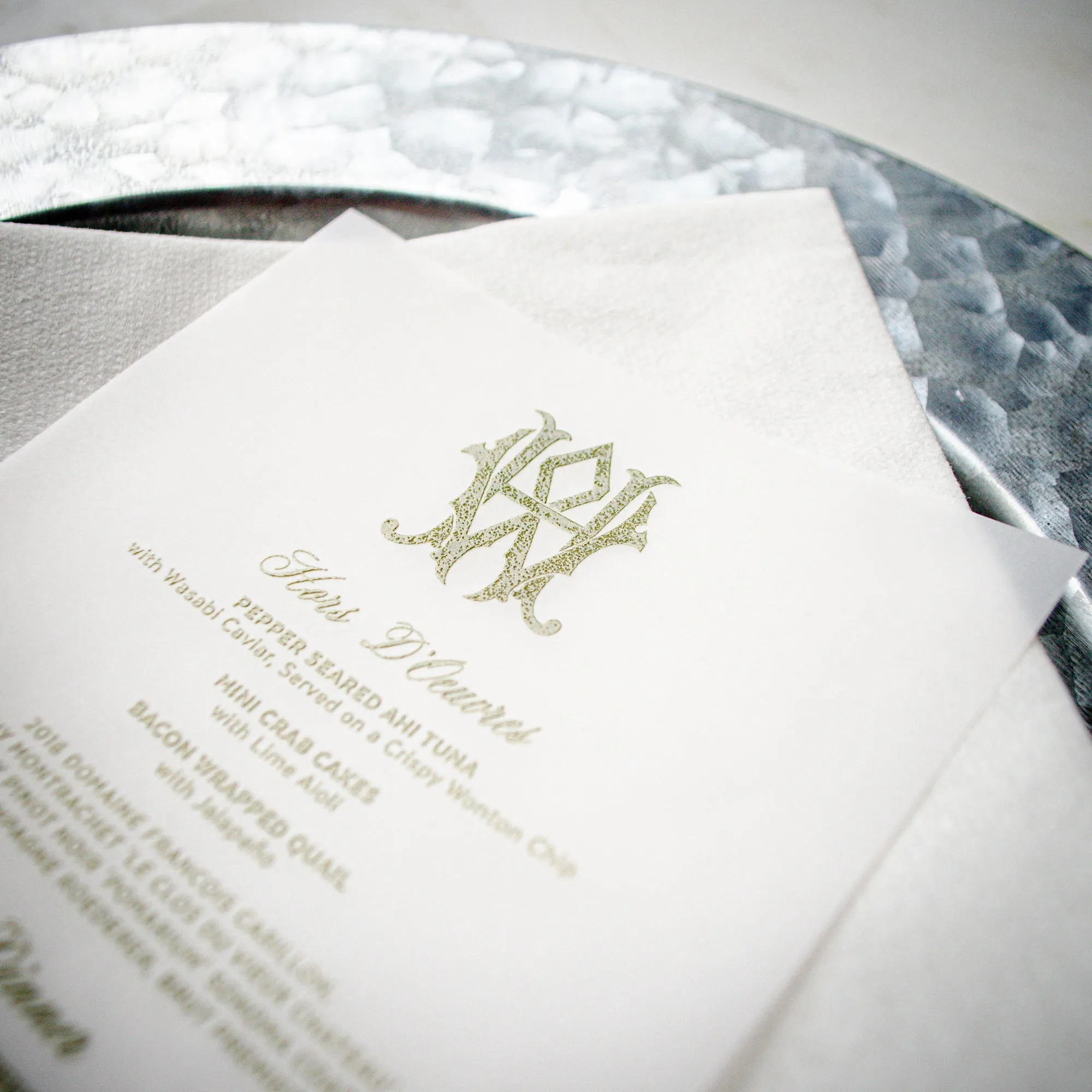 Vellum Wedding Menu