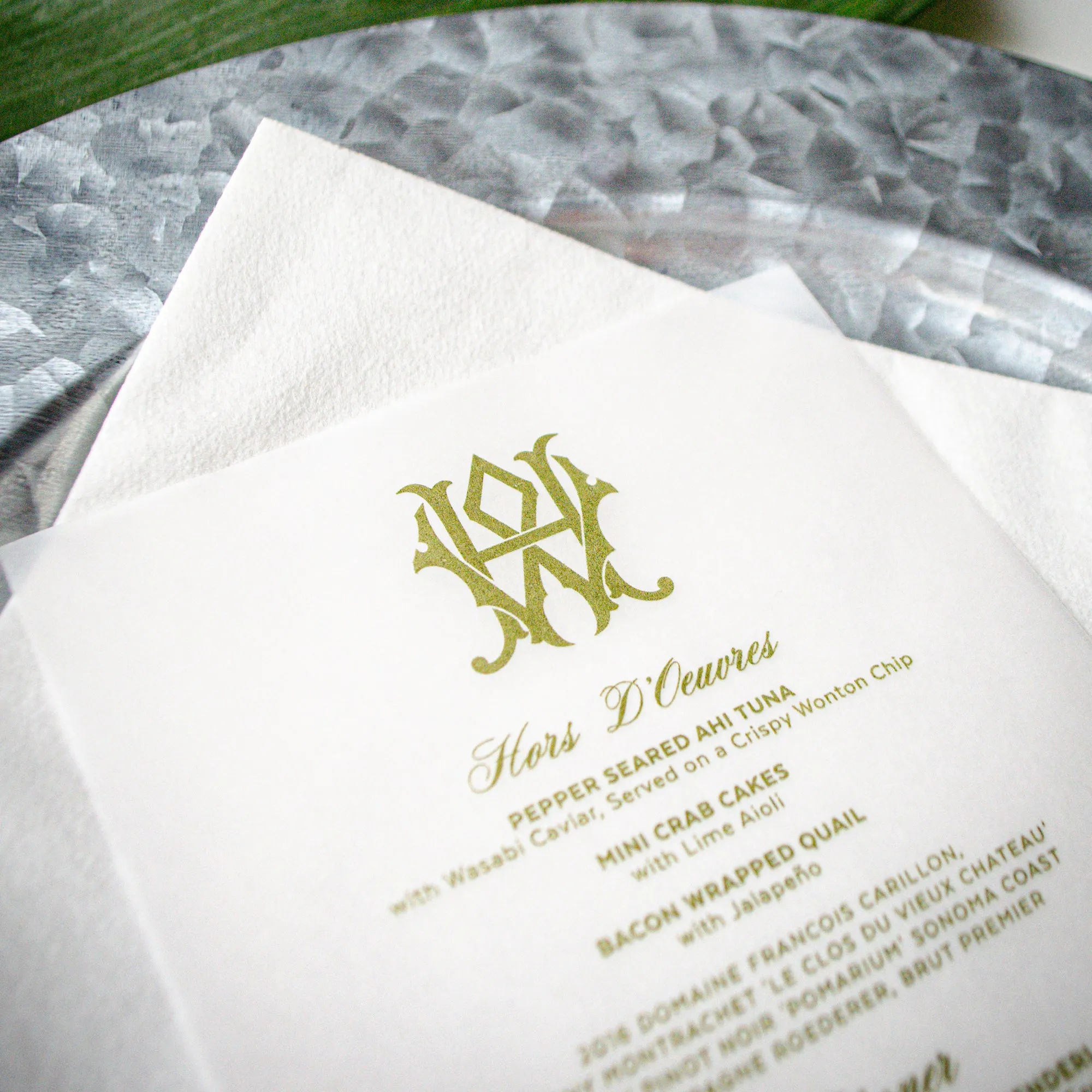 Vellum Wedding Menu