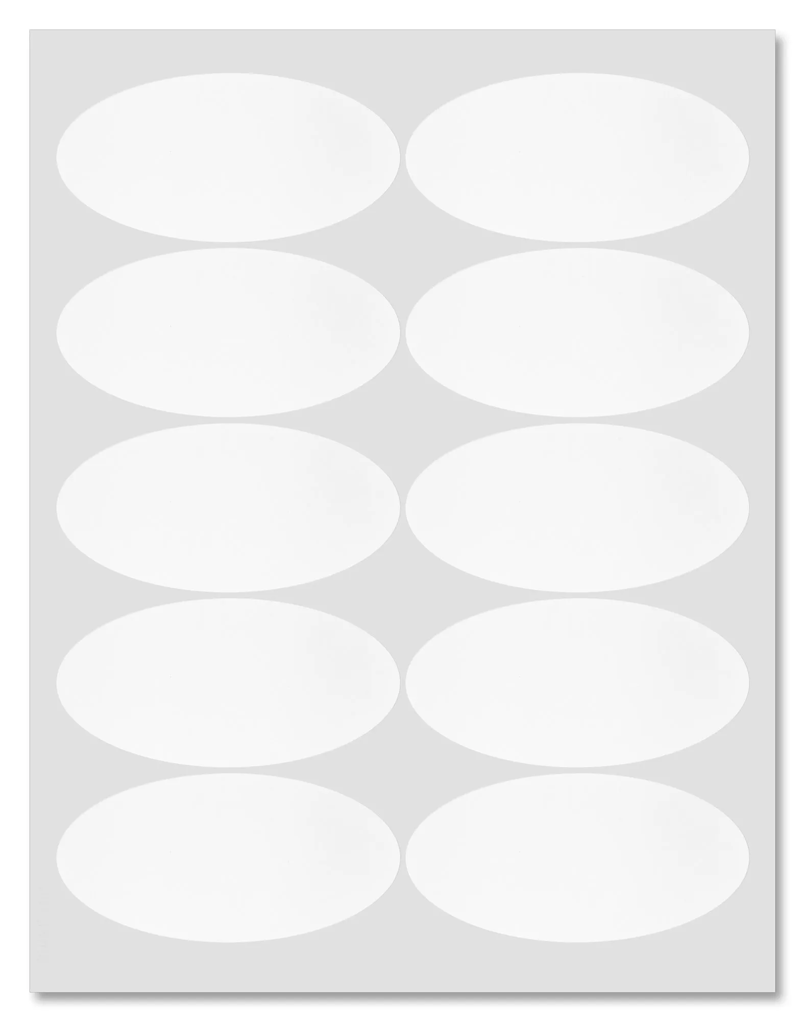Waterproof White Matte 3.93" x 1.93" Oval Labels for Laser Printers with Template and Printing Instructions, 5 Sheets, 50 Labels (OV39)