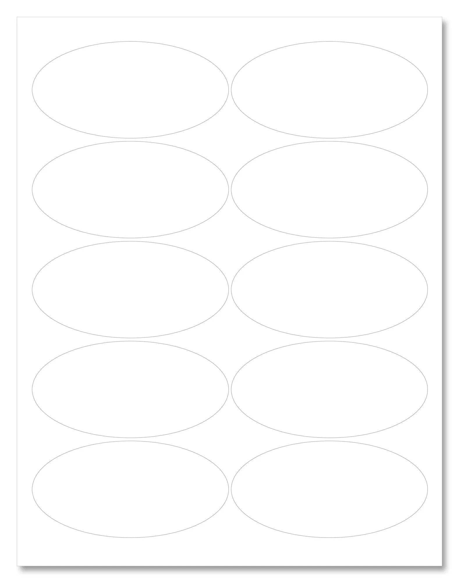 Waterproof White Matte 3.93" x 1.93" Oval Labels for Laser Printers with Template and Printing Instructions, 5 Sheets, 50 Labels (OV39)