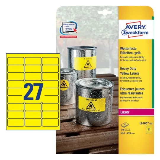 Weatherproof Film Labels 63.5 x 29.6 mm