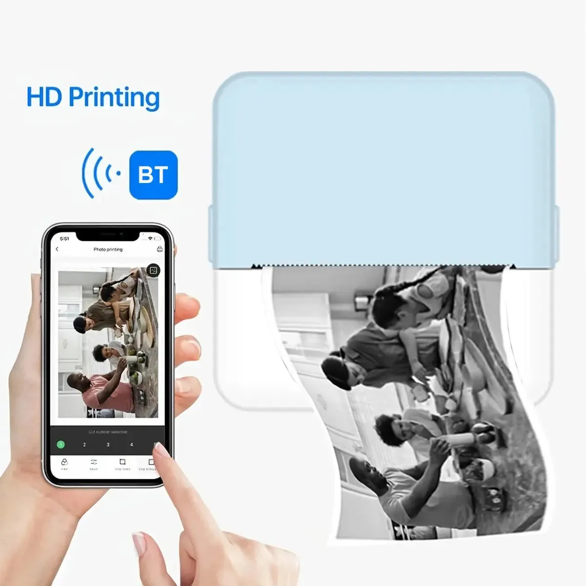 wireless printer Mini Thermal Printer Bluetooth Wireless Inkless Photo Printing Note Label Sticker Pocket Portable Printer for Home Office.